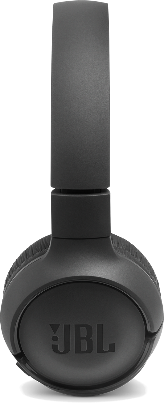 Casque JBL noir, vu de dessus, avec le logo JBL sur l'écouteur.