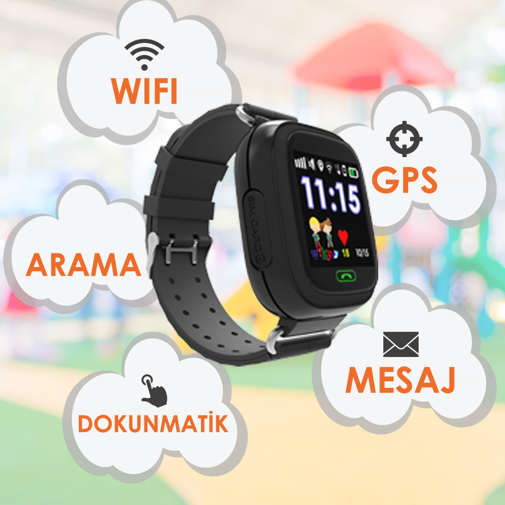 Wi-fi, gps, arama ve kısa mesaj simgeleri olan akıllı saat.