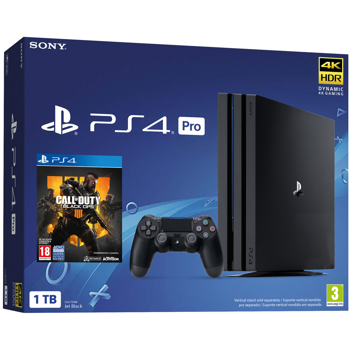 Consola - PS4 Pro,  1 TB, Negra + Codigo Black Ops 4