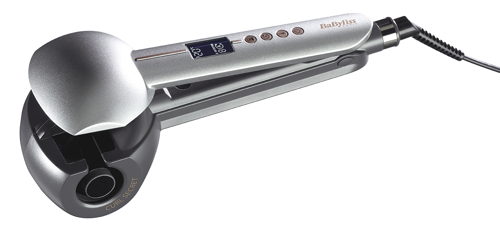 BaByliss Curl Secret hair curler on a black background.