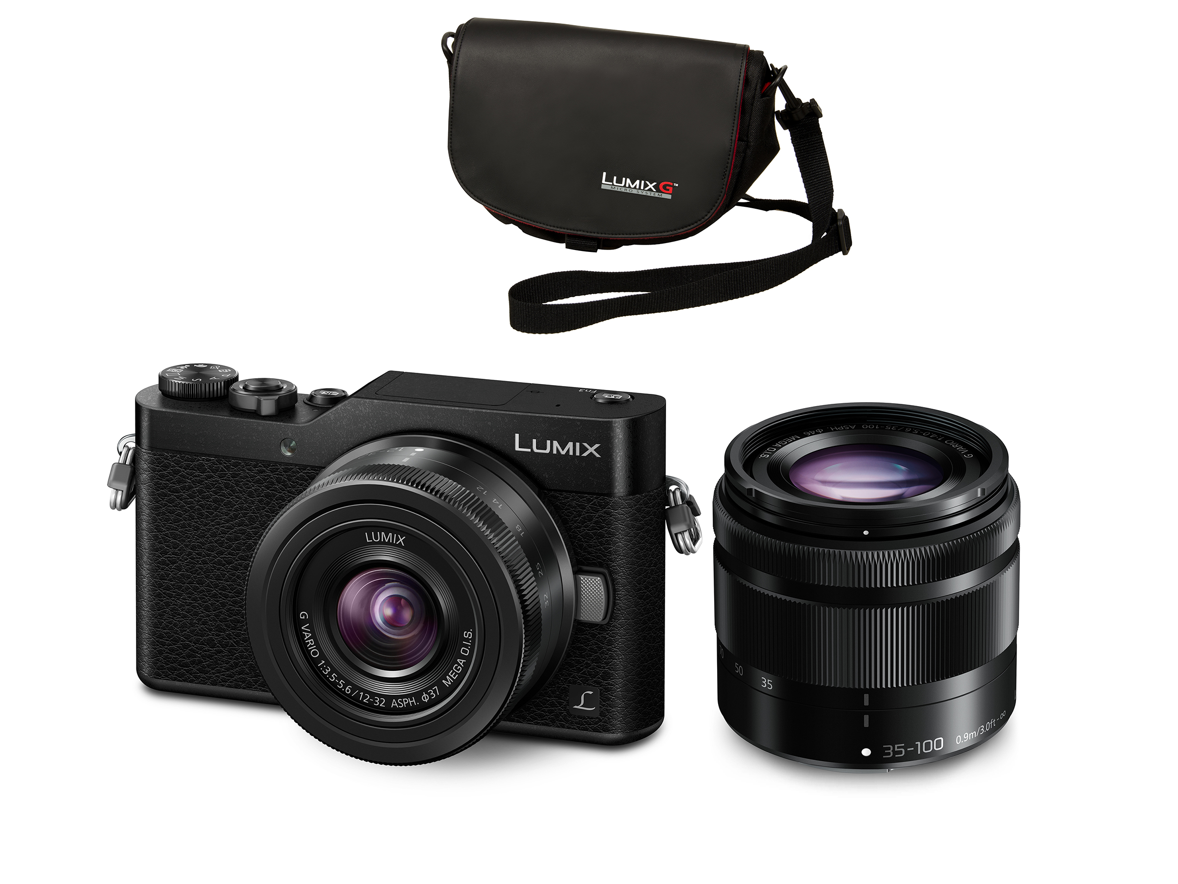 Cámara - Panasonic Lumix GX800+ Lumix 12-32+ Lumix 35-100, 16 Mpx, 4K, Wi-FI