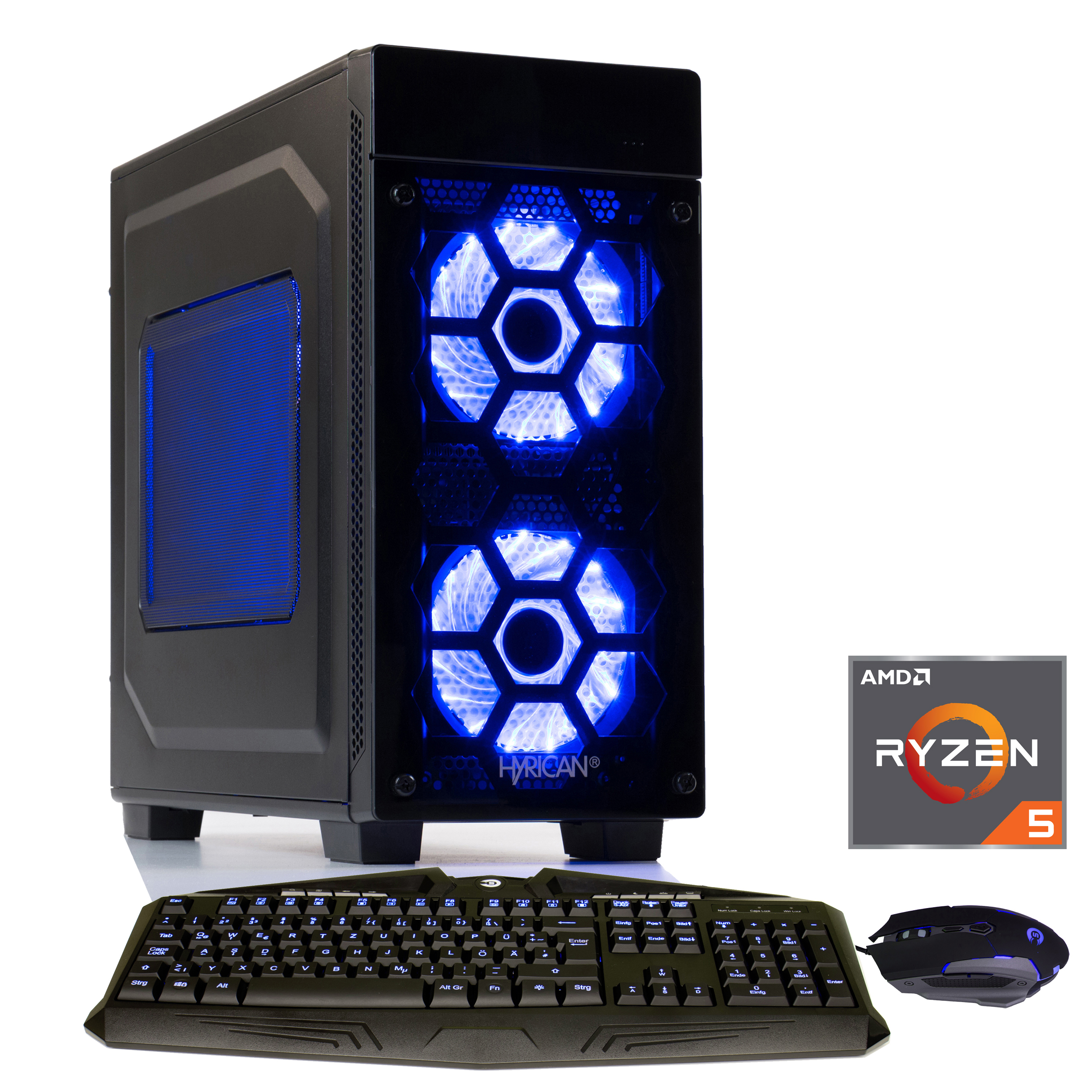 HYRICAN STRIKER 6158 BLUE RYZEN 5 2600/16GB/240GB/2TB - AMD Ryzen™ 5 2600 - 16 GB - 240 GB - AMD Radeon™ RX 580 - Windows 10