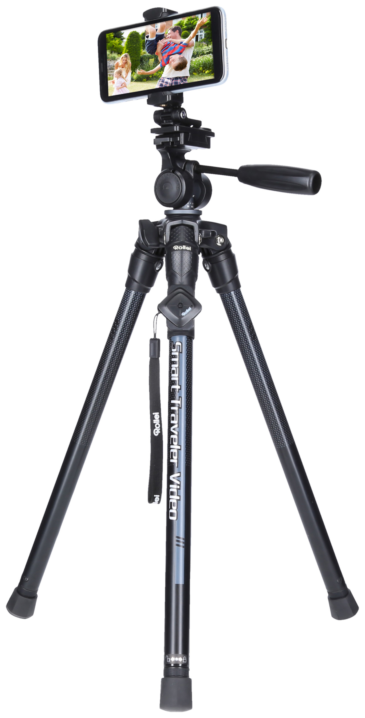 ROLLEI Smart Traveler Dreibeinstativ Videostativ, Grau, Höhe offen bis 135 cm