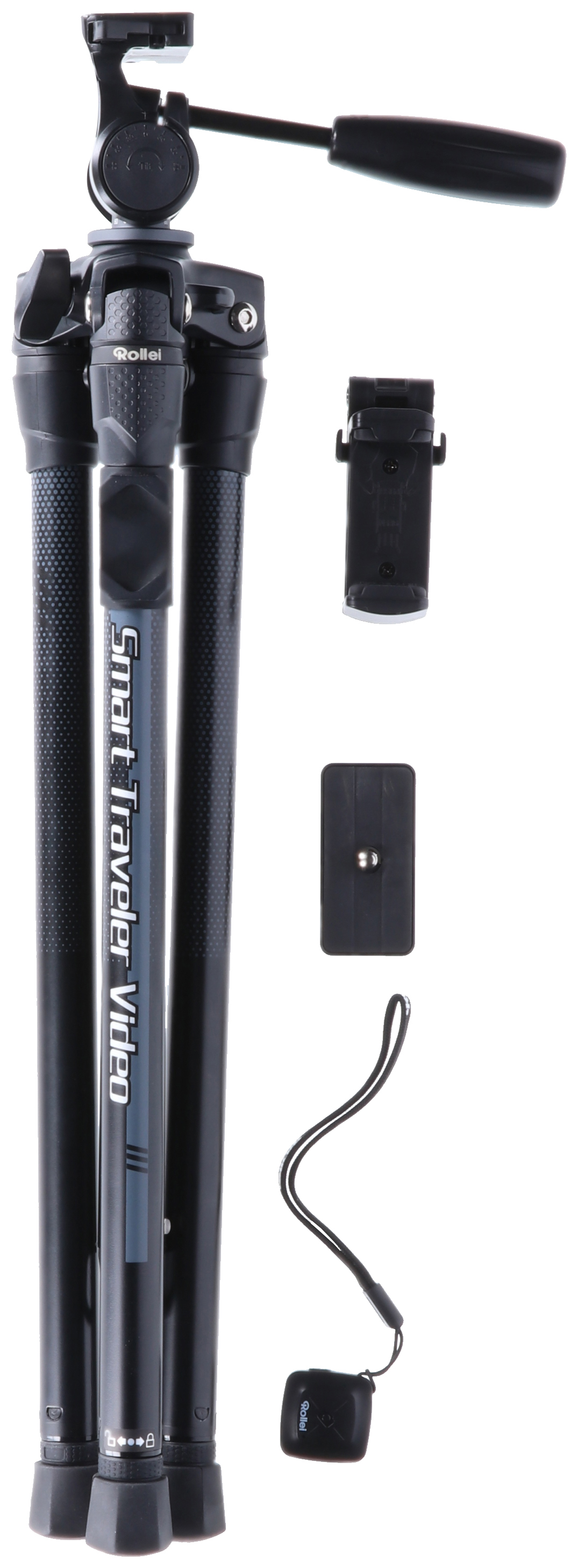 ROLLEI Smart Traveler Dreibeinstativ Videostativ, Grau, Höhe offen bis 135 cm