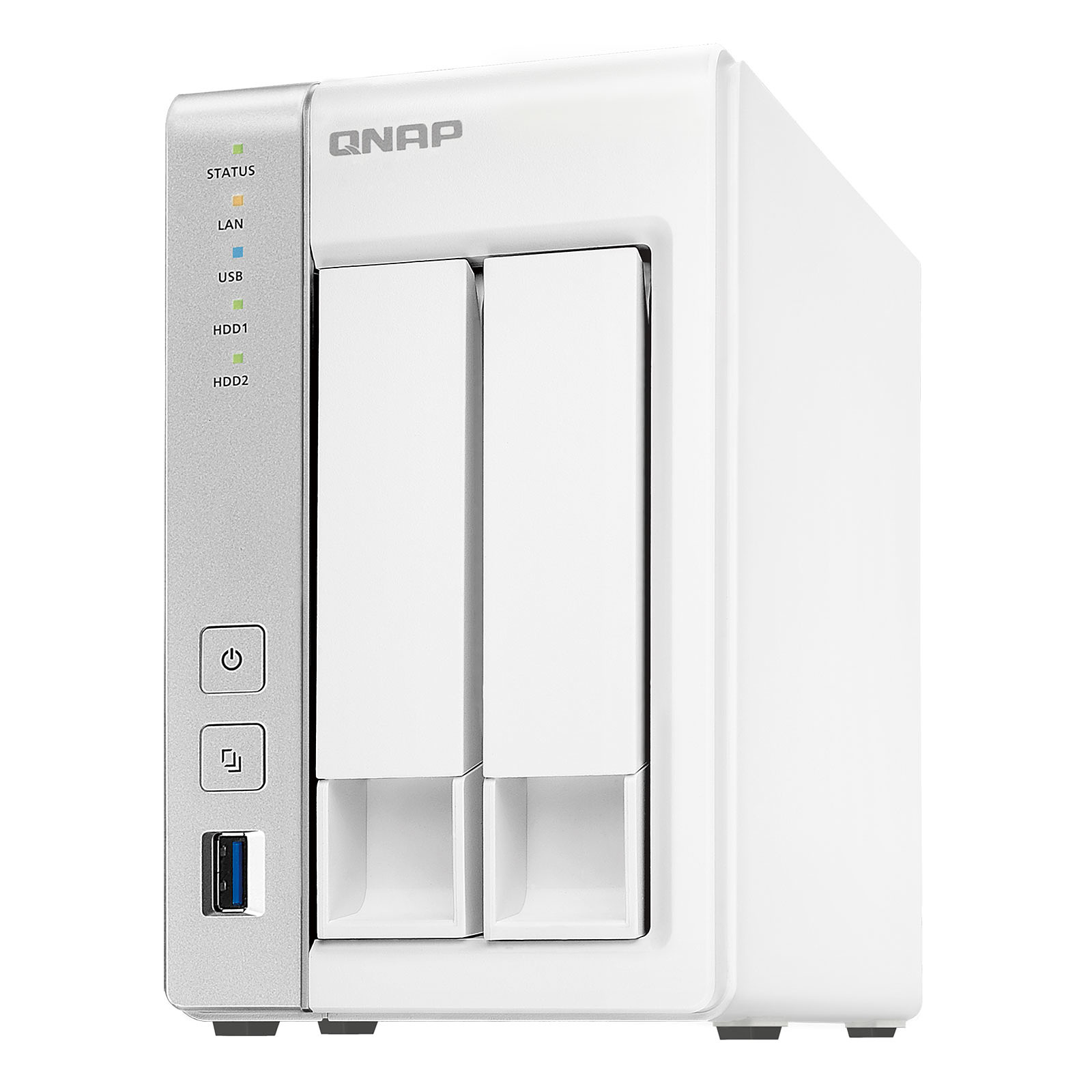 Servidor NAS - QNAP TS-231P2-4G, 2 Ranuras, Quad-Core 1.7GHz con 4 GB de memoria viva, Blanco