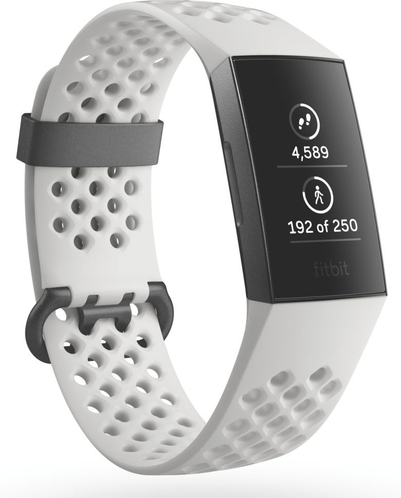 Pulsera de actividad - Fitbit Charge 3, Ritmo cardíaco, Pantalla táctil, Bluetooth, T única, Blanco