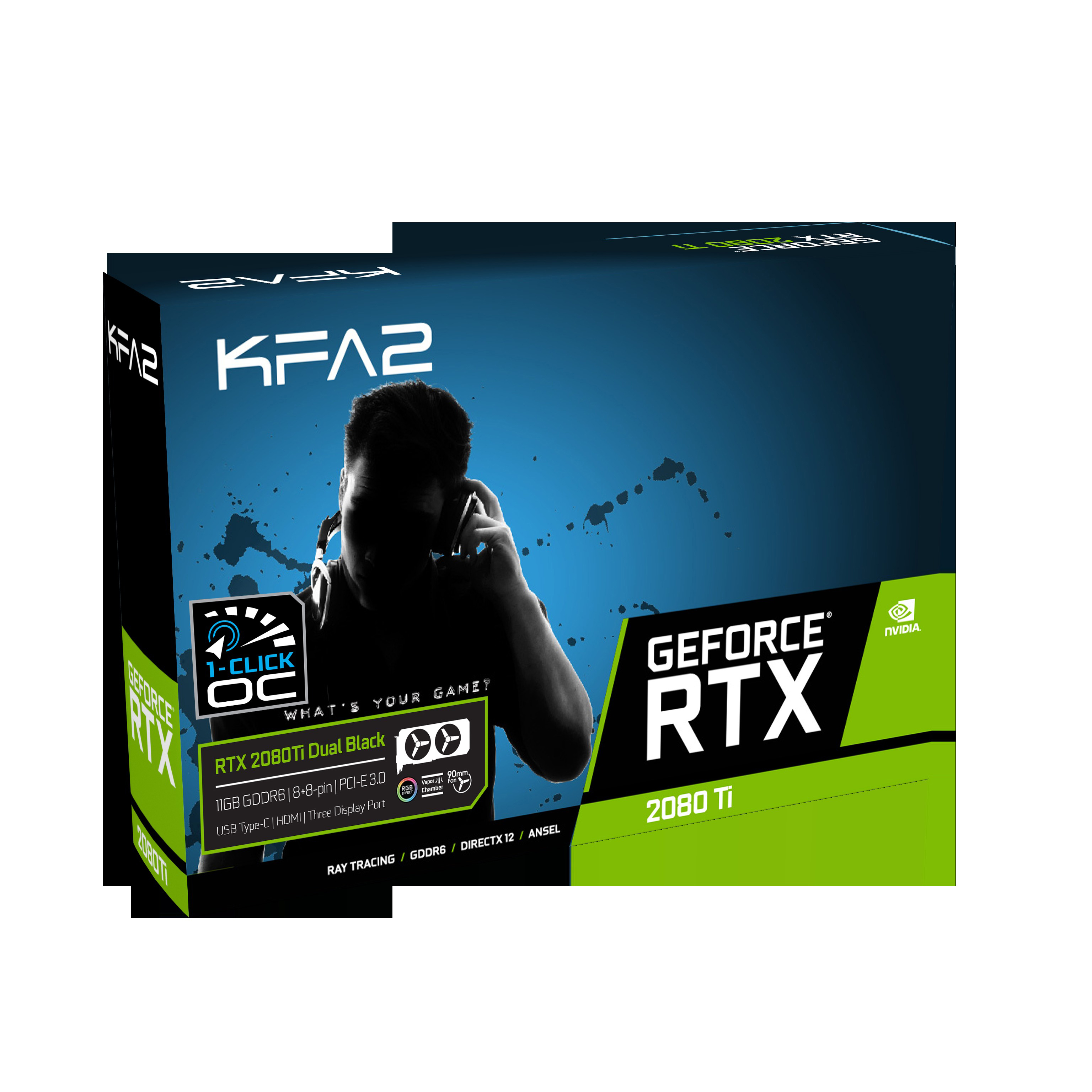 KFA2 GeForce RTX™ 2080 Ti Dual Black 1-Click OC 11GB (NVIDIA, Grafikkarte)