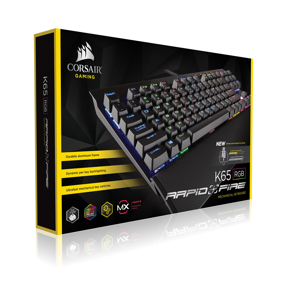 CORSAIR K65 RGB Rapidfire, Gaming Tastatur, Mechanisch, Cherry MX Speed, kabelgebunden, Schwarz