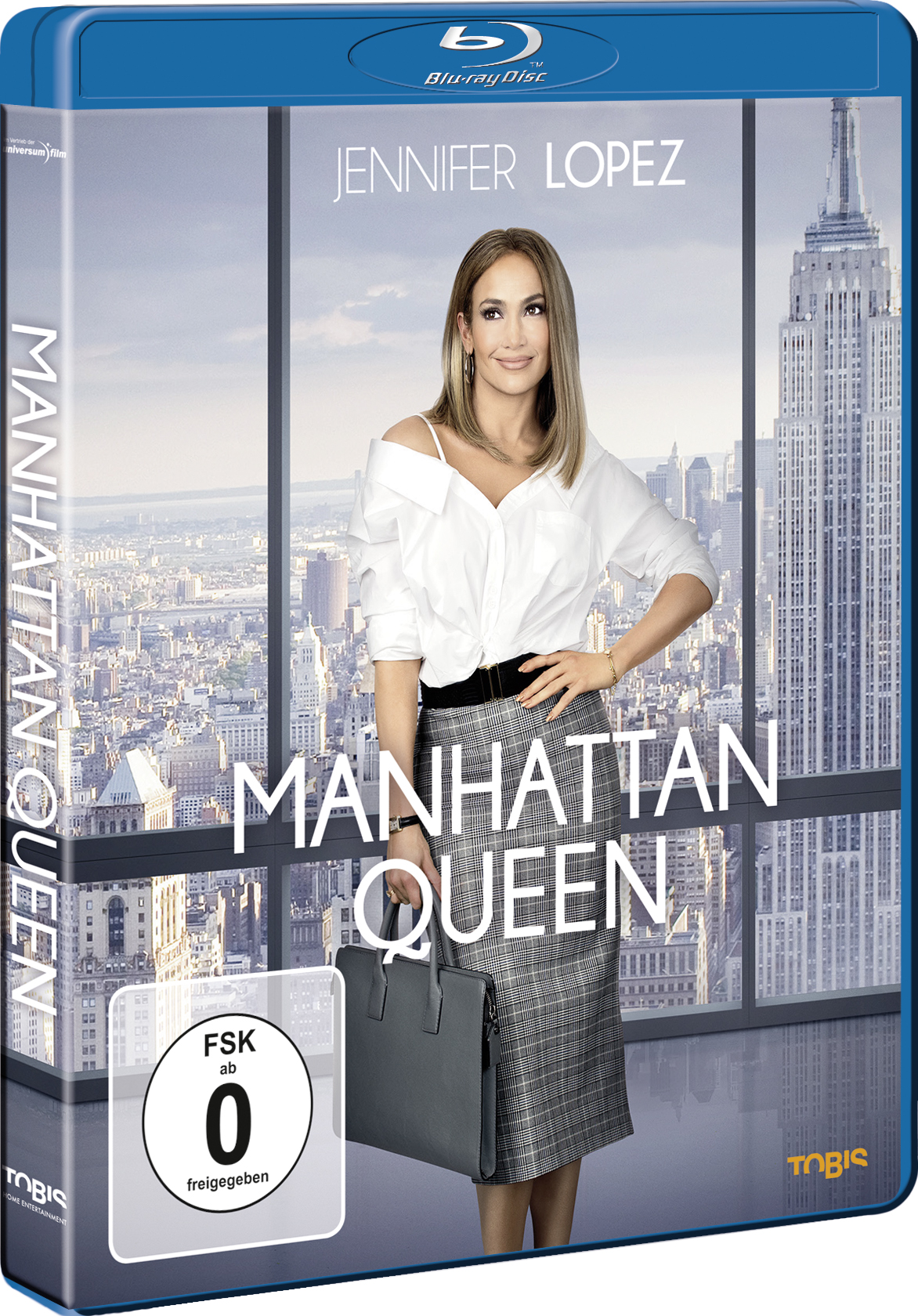Blu-ray-Cover: Jennifer Lopez steht vor einer Stadtansicht. Titel ist 'Manhattan Queen'.