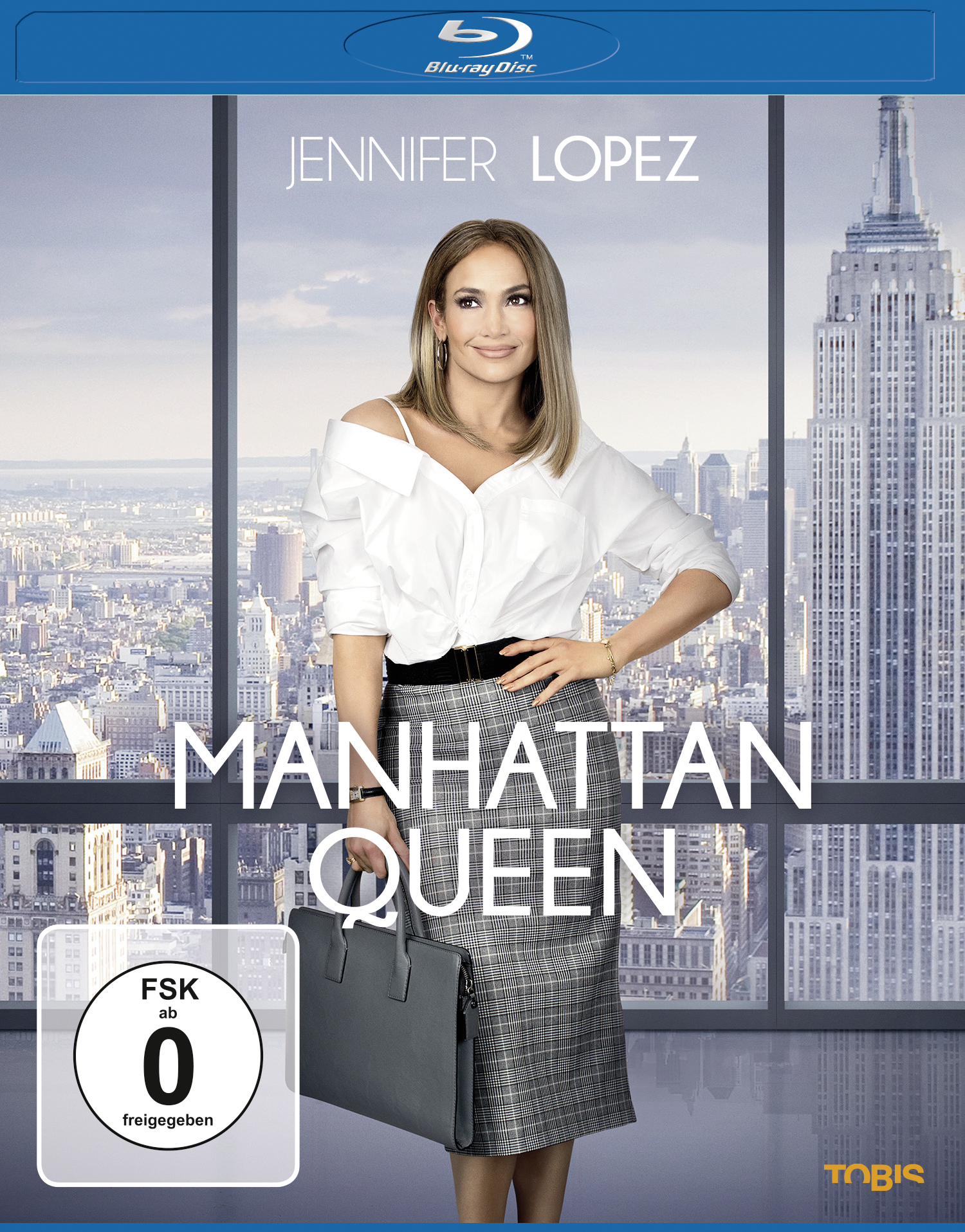 DVD-Cover mit Jennifer Lopez. Der Titel ist Manhattan Queen. Hintergrund ist eine Skyline.