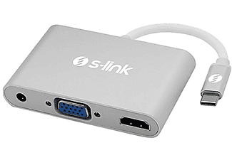 S-LINK SL-USB-C58 USB 3.1 Metal To VGA+HDMI4Kx2K+3 Çevirici