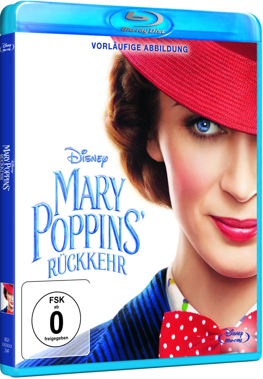 Mary Poppins Film Blu-ray-Cover. Frau mit rotem Hut.