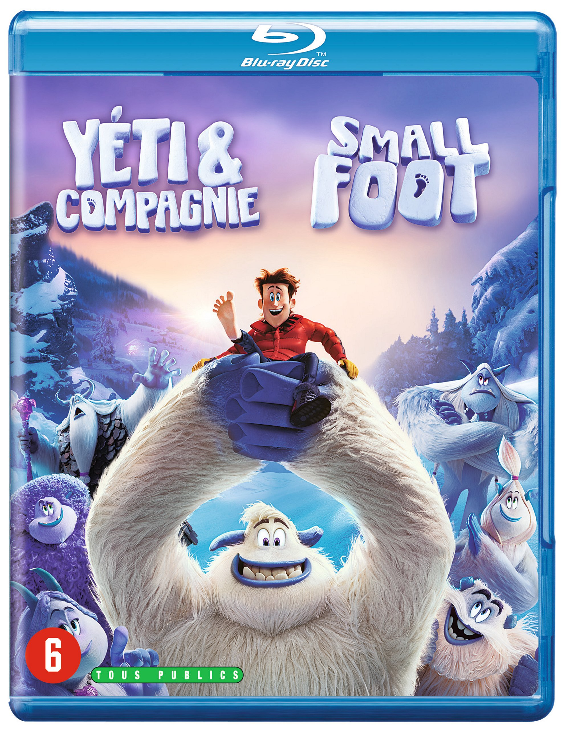 Filmover van Yeti & Compagnie, in een besneeuwd landschap. Yeti houdt een jongen vast. Blu-ray logo bovenaan.