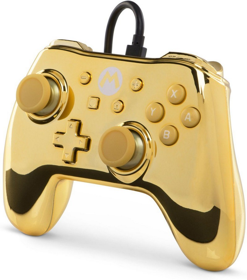 Mando - Power A Nsw Wired Controller - Chrome Gold Mario