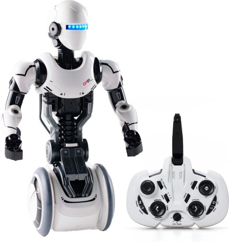 Robot - World Brands Robot Op One, LED de ojos con efecto de escaneo, Blanco y negro