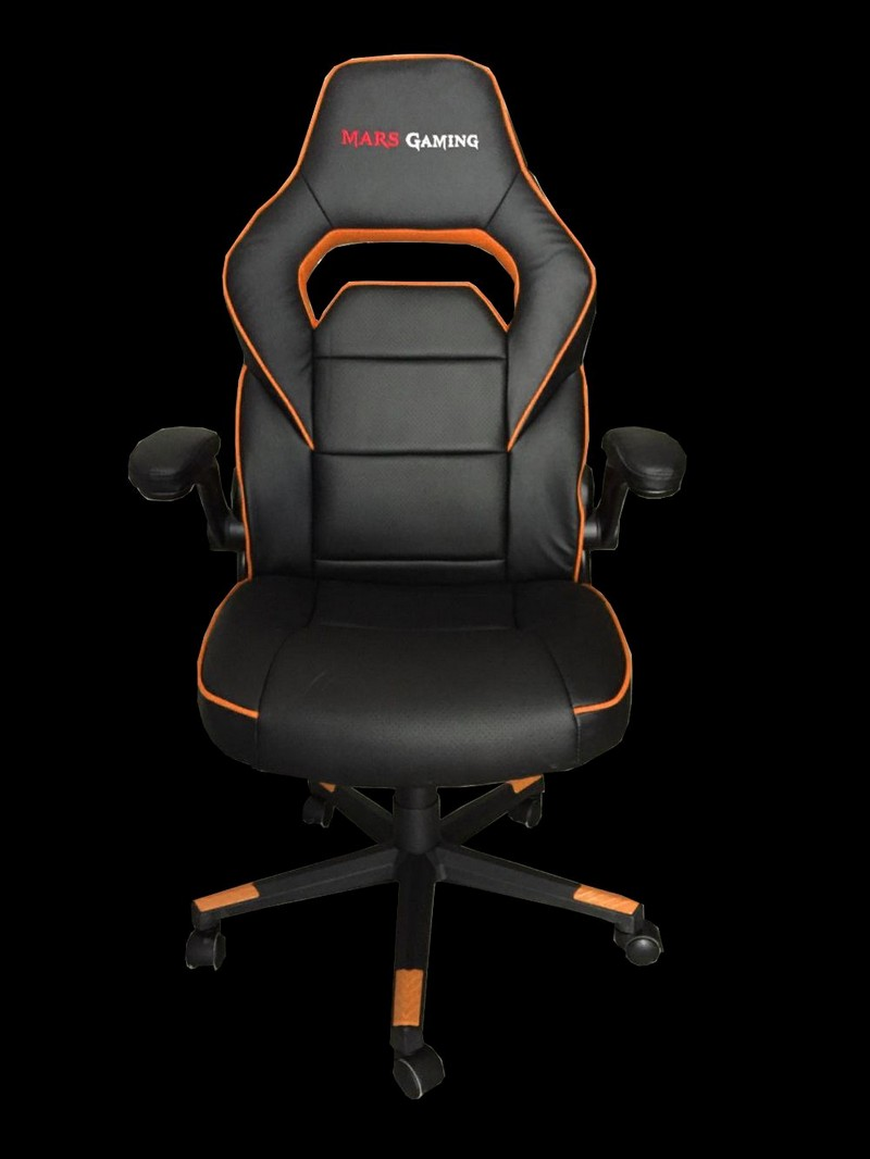 Silla gaming - Mars Gaming MGC117, Altura e inclinación ajustables, Reposabrazos abatible, Naranja