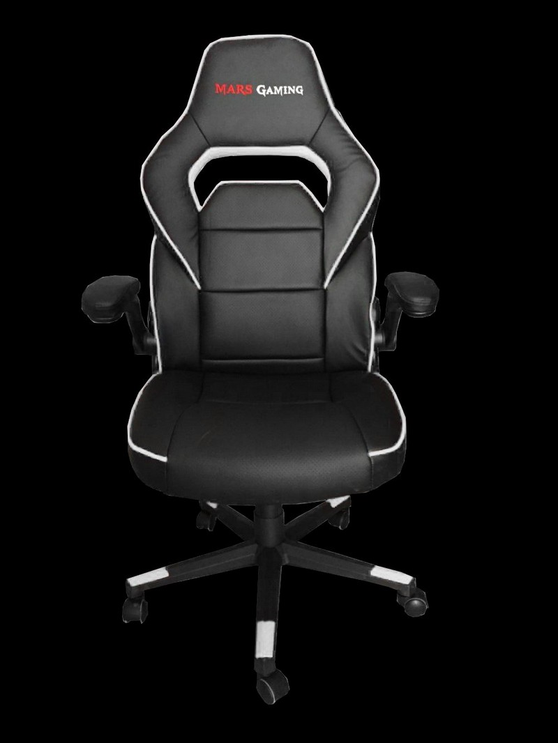 Silla gaming - Mars Gaming MGC117, Altura e inclinación ajustables, Reposabrazos abatible, Blanco