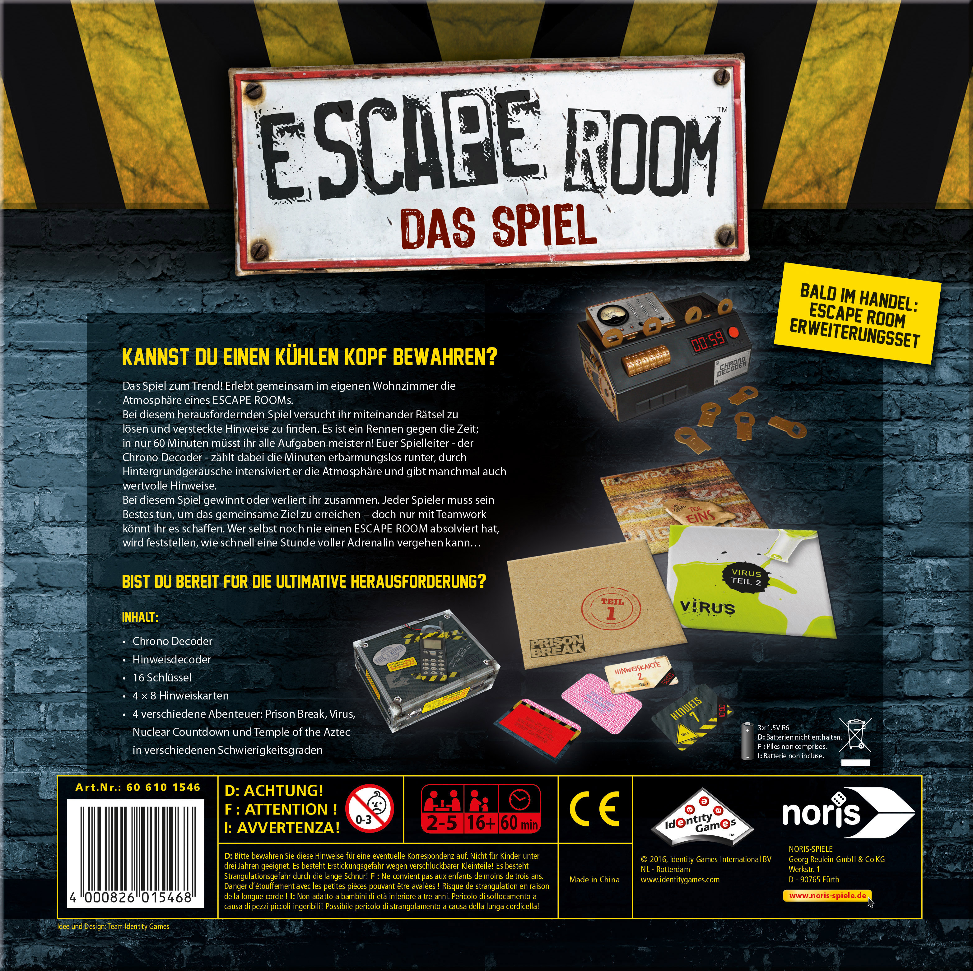 NORIS Escape Room Das Spiel Gesellschaftsspiel Mehrfarbig