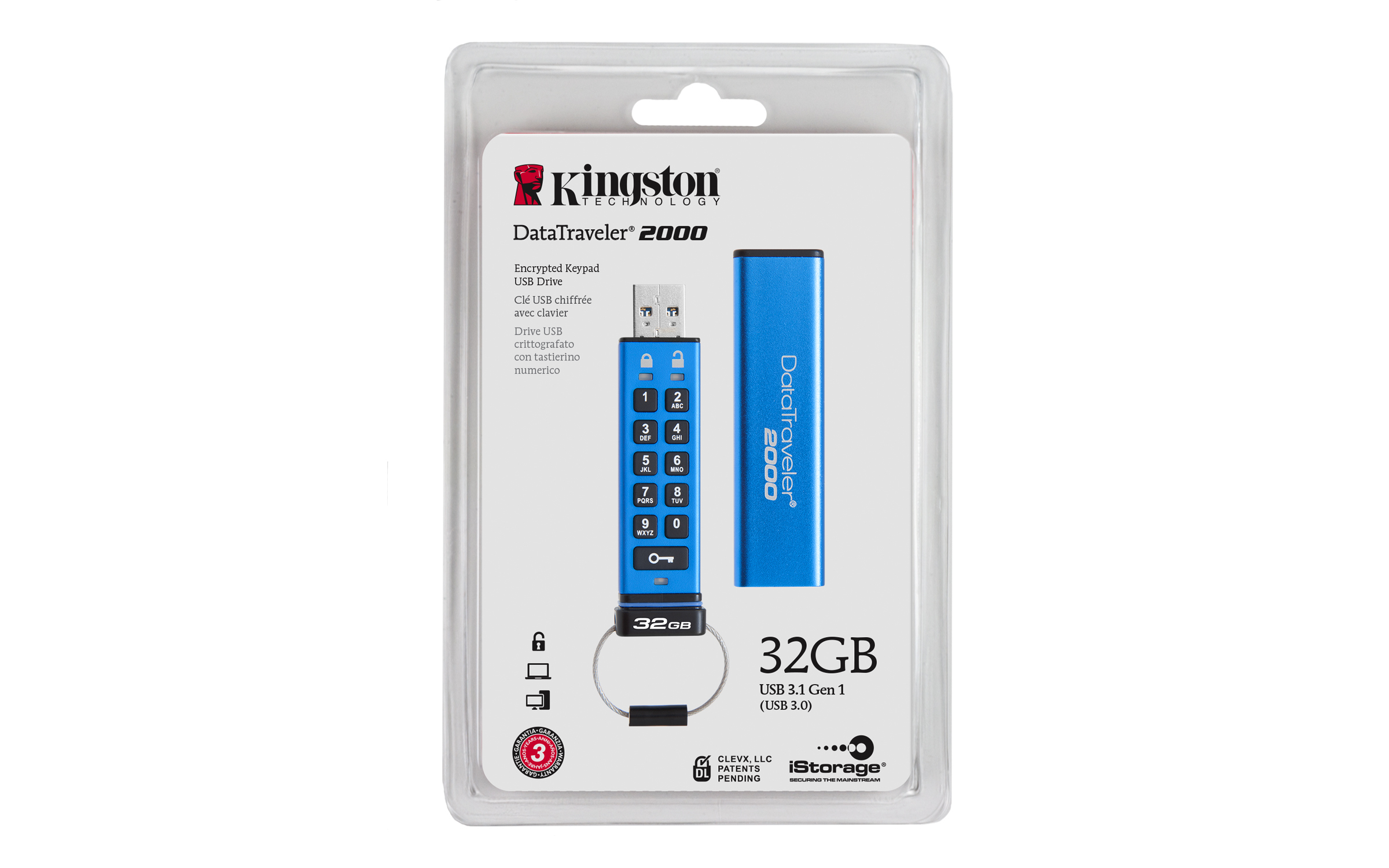 KINGSTON 32GB Şifreli USB 3.0 Bellek DT 2000