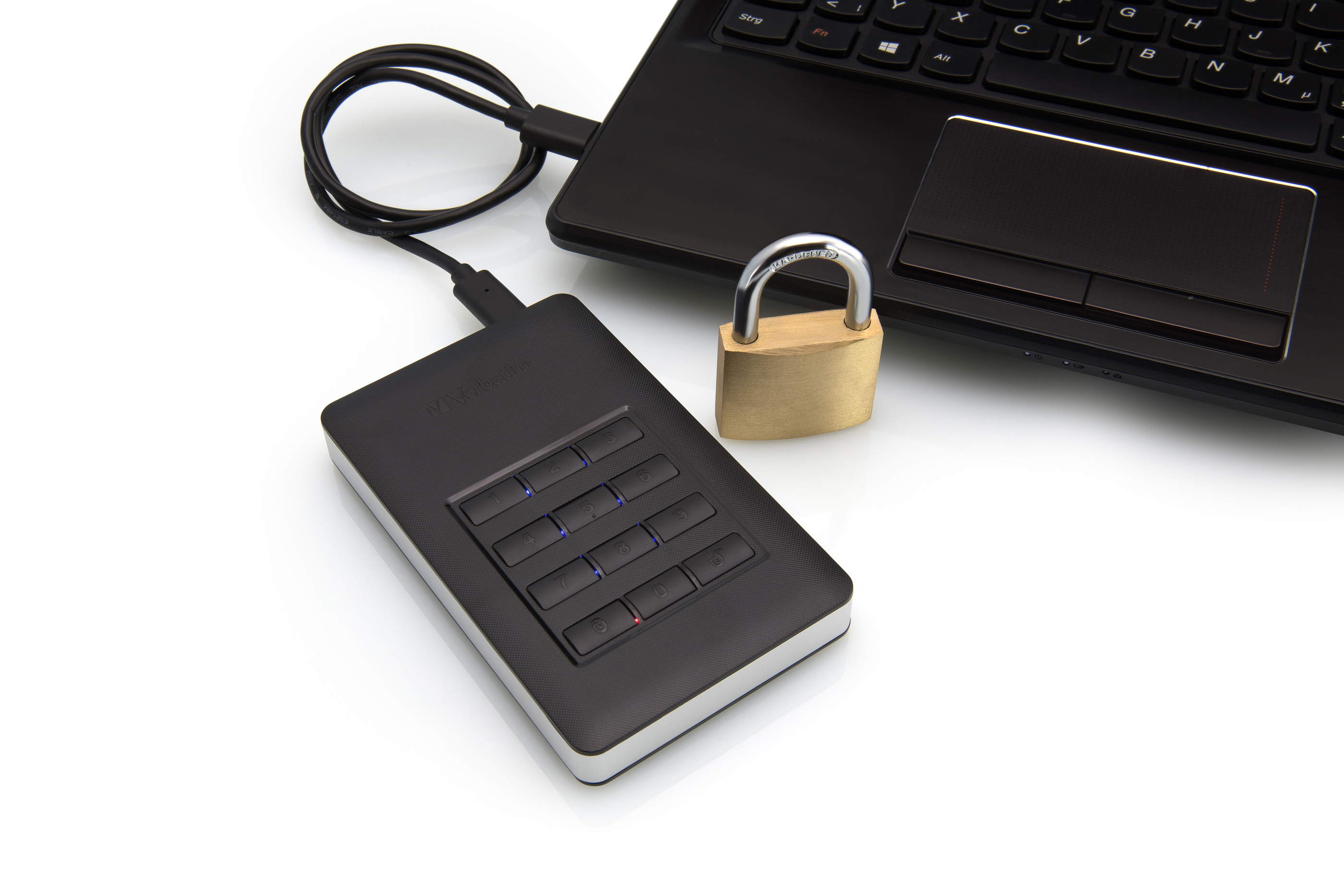 VERBATIM 53403 Secure Portable Festplatte, 2 TB HDD, 2,5 Zoll, extern, Schwarz/Silber