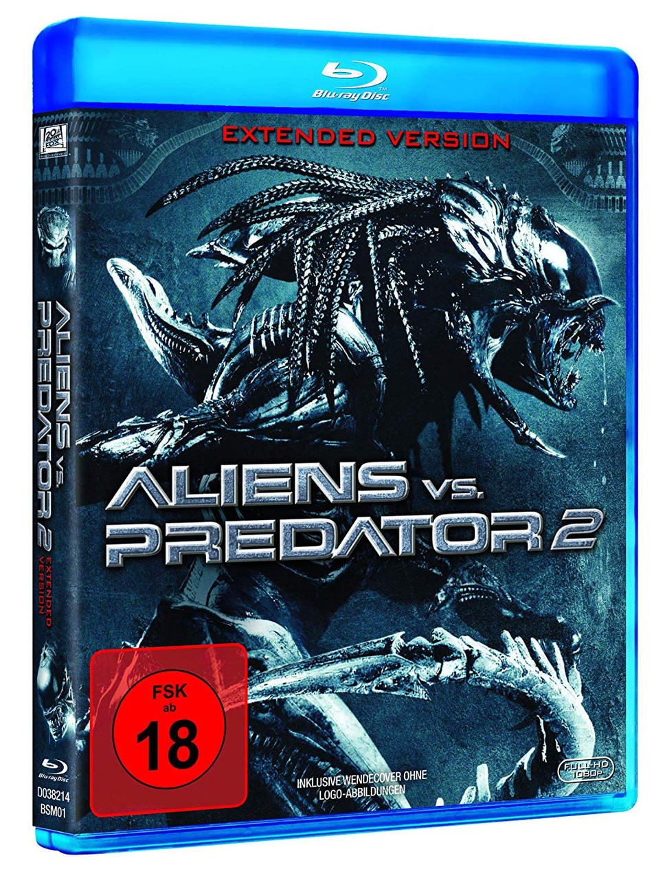 Blu-ray-Hülle für Aliens vs. Predator 2, mit Alien-Kreaturen.