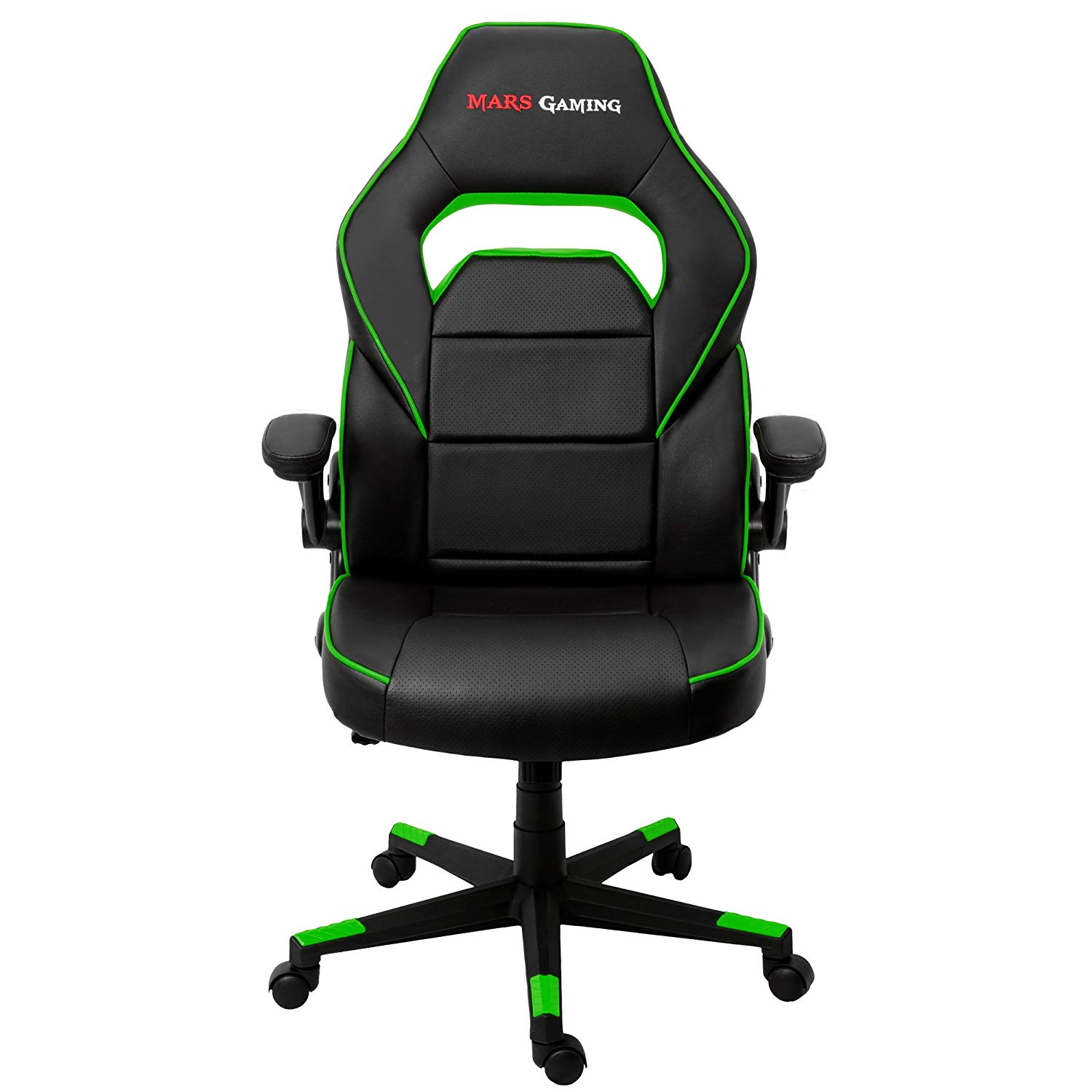 Silla gaming - Mars Gaming MGC117, Altura e inclinación ajustables, Reposabrazos abatible, Verde