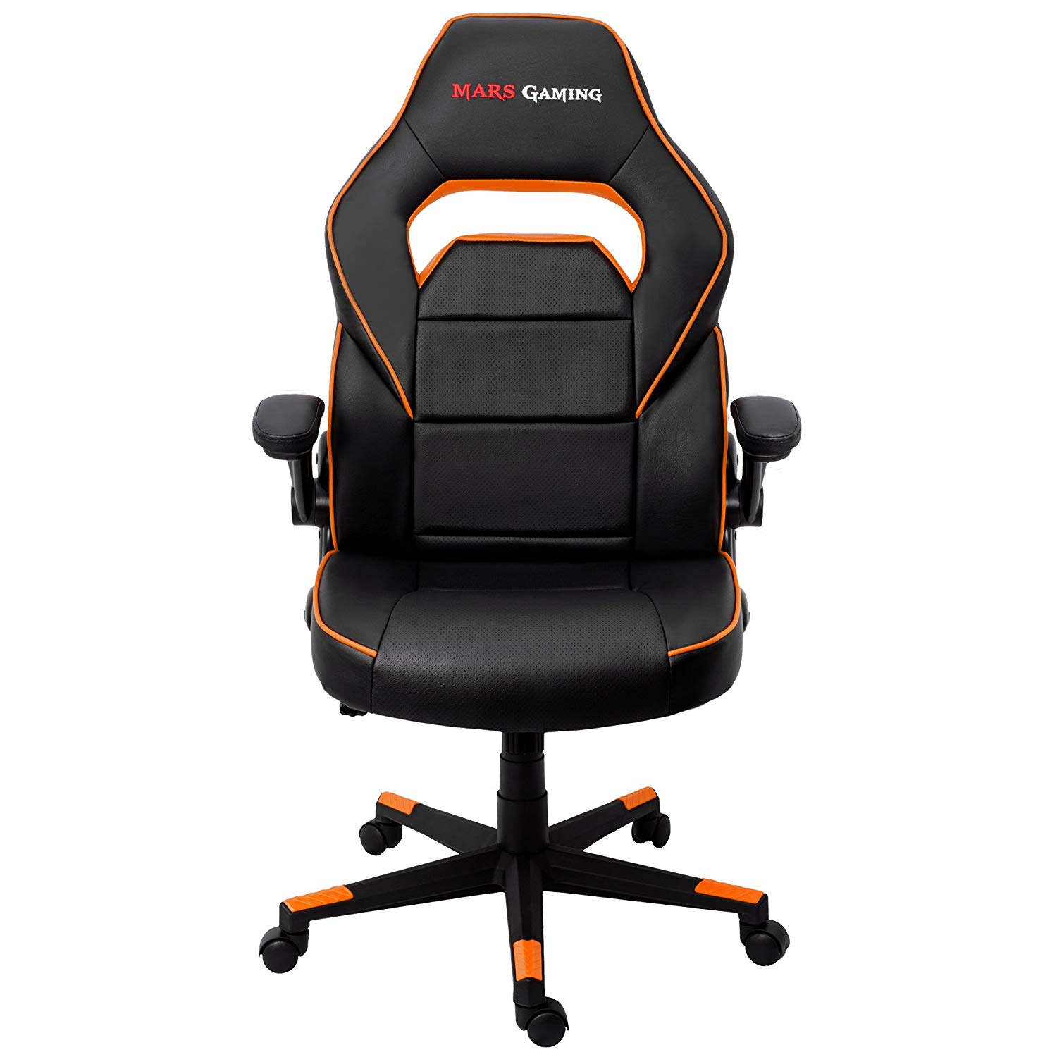 Silla gaming - Mars Gaming MGC117, Altura e inclinación ajustables, Reposabrazos abatible, Naranja