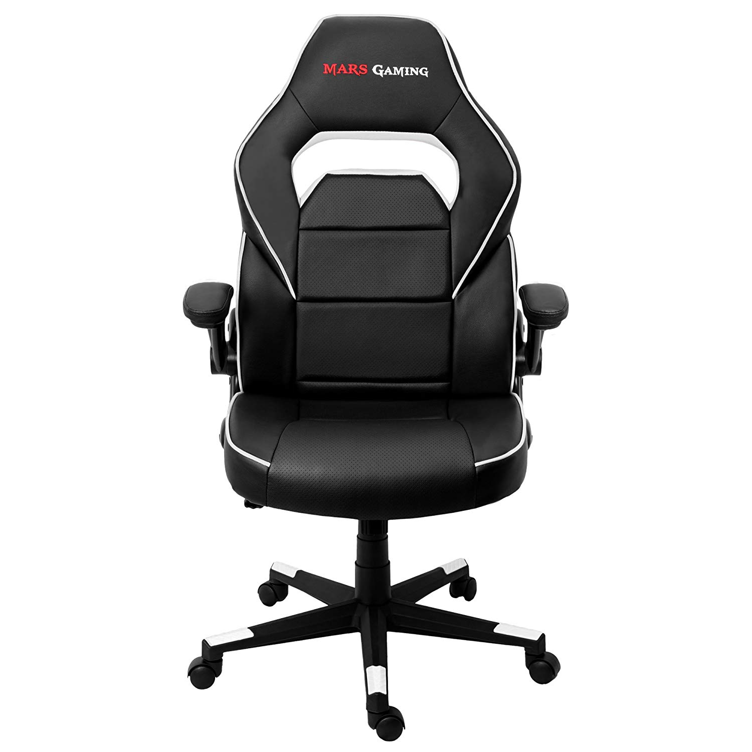 Silla gaming - Mars Gaming MGC117, Altura e inclinación ajustables, Reposabrazos abatible, Blanco