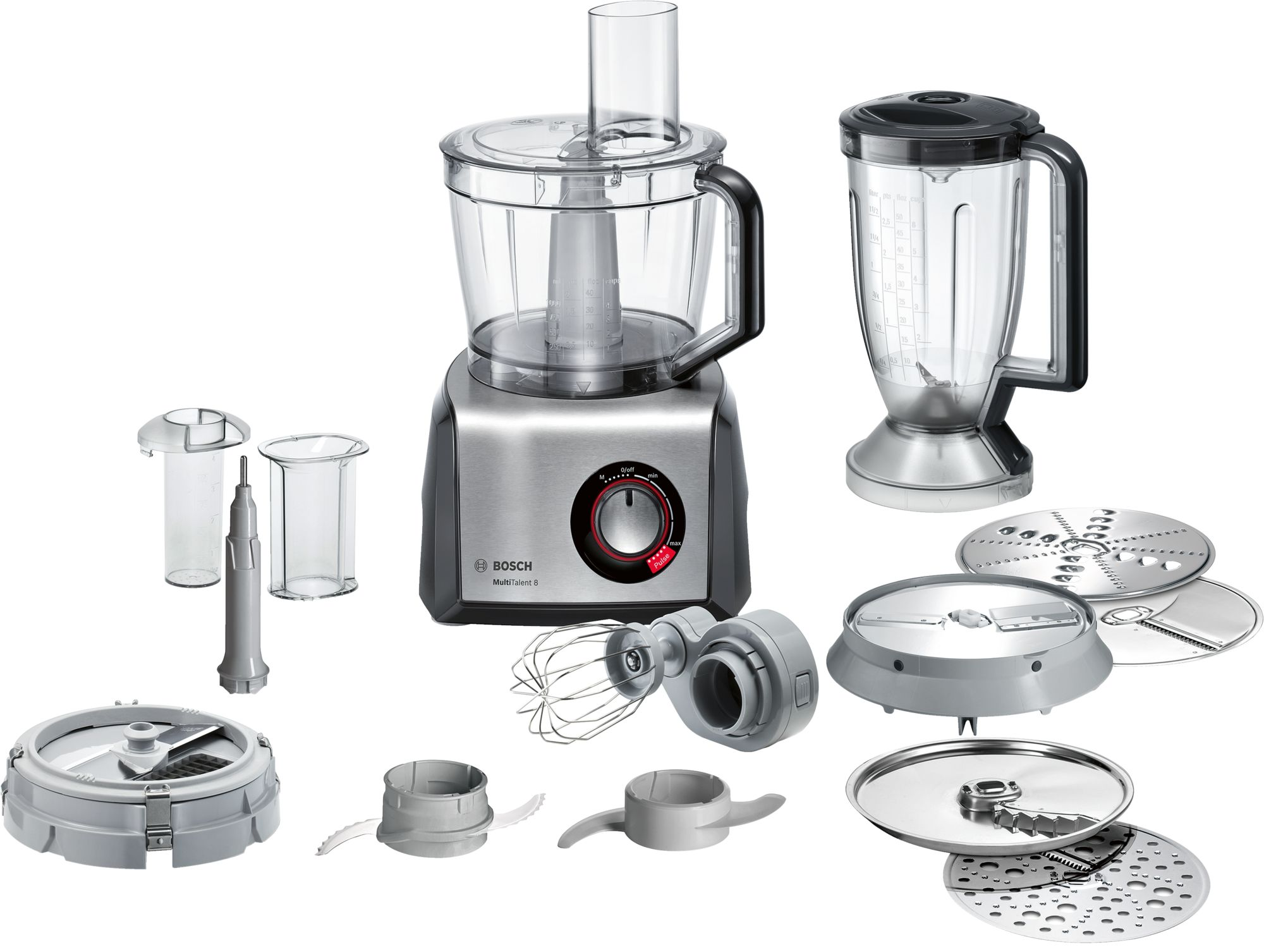 BOSCH Kompakt-Küchenmaschine MC 812M865 mit 1250 Watt in Schwarz/Silber Küchenmaschine Schwarz, Silber (Rührschüsselkapazität: 3,9 l, 1250 Watt)