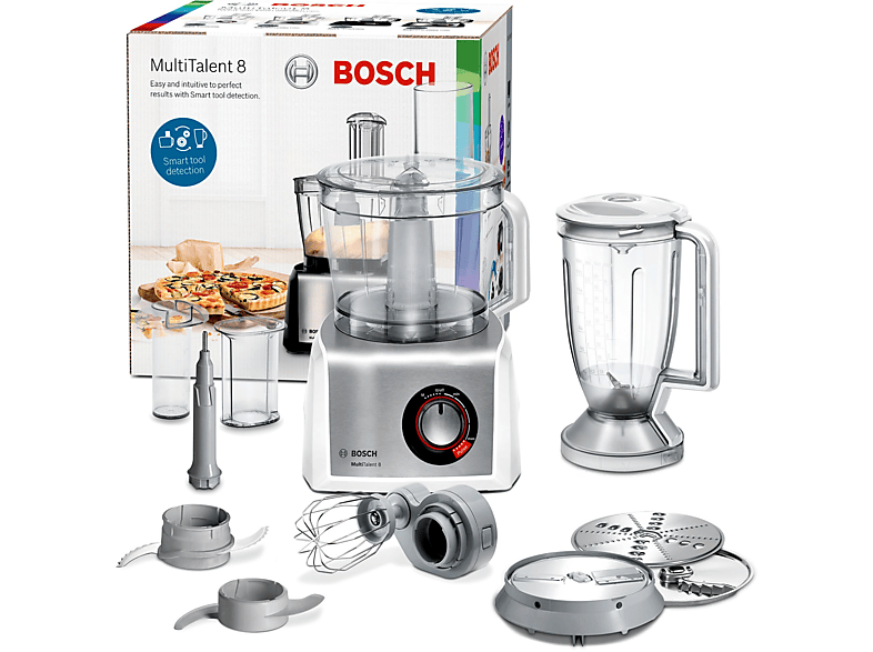 Bosch Kompakt-Küchenmaschine MC 812S814 mit 1250 Watt in Weiß/Silber Küchenmaschine Weiß, Silber (Rührschüsselkapazität: 3,9 l, 1250 Watt)