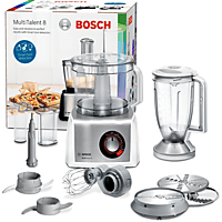 BOSCH Kompakt-Küchenmaschine MC 812S814 mit 1250 Watt in Weiß/Silber Küchenmaschine Weiß, Silber (Rührschüsselkapazität: 3,9 l, 1250 Watt)