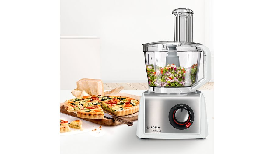 BOSCH Kompakt-Küchenmaschine MC 812S814 mit 1250 Watt in Weiß/Silber Küchenmaschine Weiß, Silber (Rührschüsselkapazität: 3,9 l, 1250 Watt)