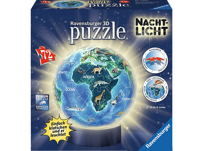 RAVENSBURGER Puzzle bei Erde - Mehrfarbig 3D Nacht Nachtlicht