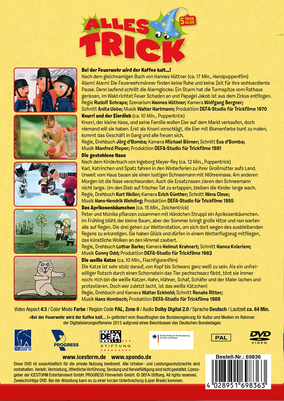 DVD-Cover mit Zeichentrickfiguren und Text auf Deutsch.