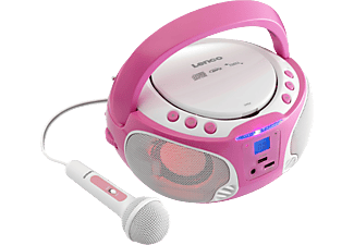 LENCO SCD-650 karaoke CD-s rádió, rózsaszín
