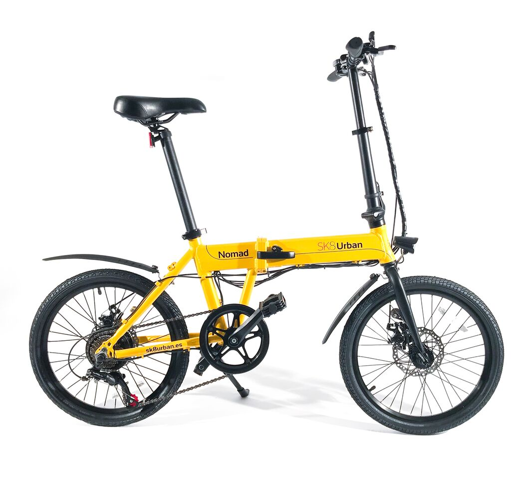 Lineaplus Bicicleta Sk8 urban nomad amarilla 250w plegable 25kmh