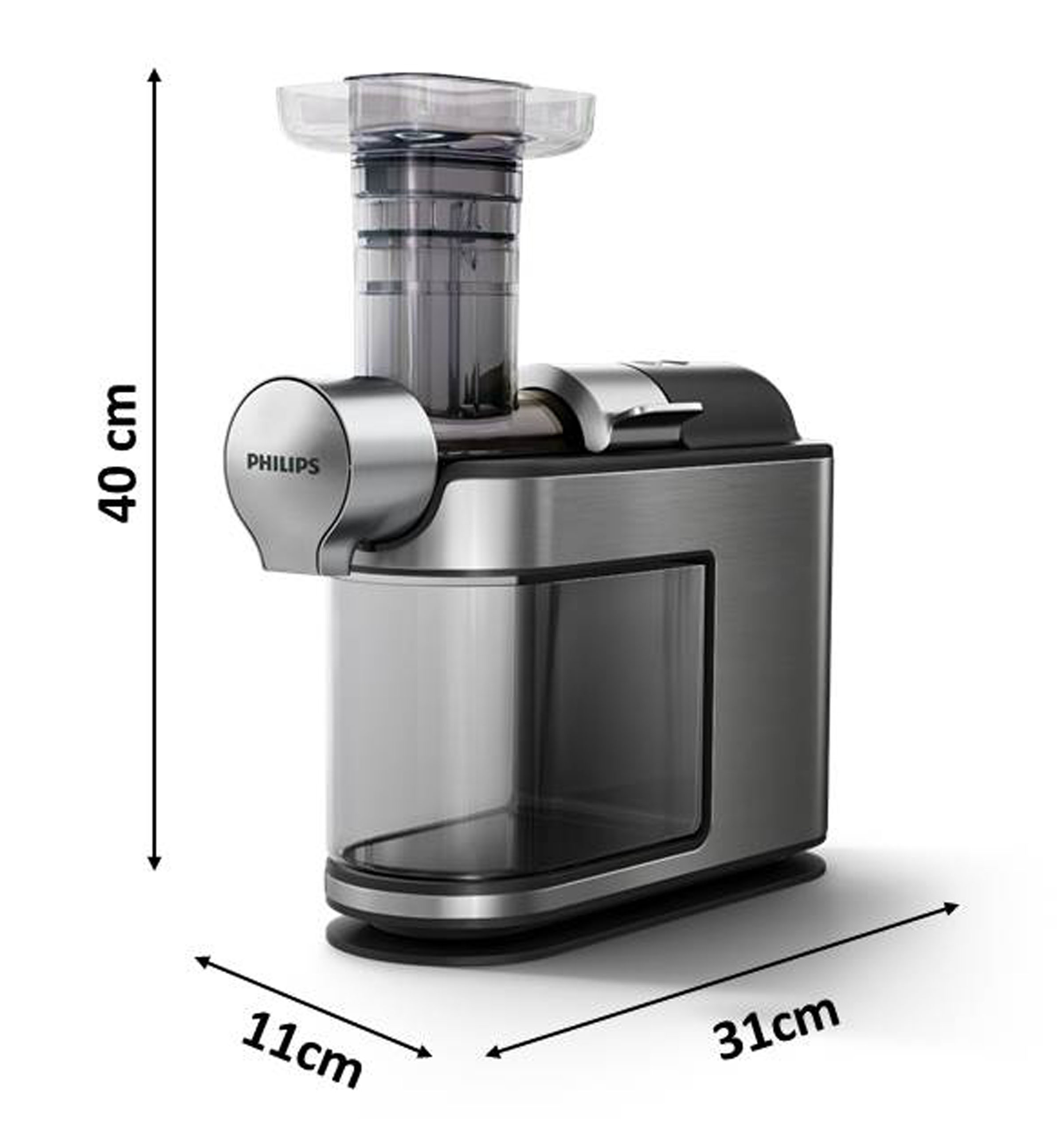 PHILIPS Avance Collection Slow Juicer Entsafter HR1949/20, edelstahl gebürstet Slow Juicer 200 Watt, Edelstahl gebürstet
