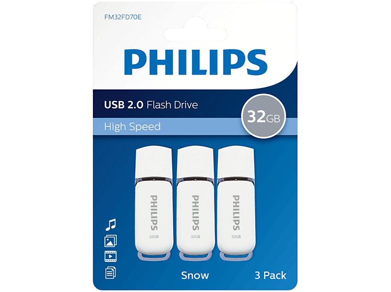 PHILIPS USB-stick Snow Edition 2.0 32 GB 3-pack (FM32FD70E/10 P3)