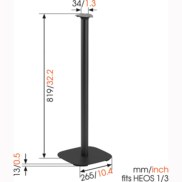 VOGEL´S Vogel's Sound 5313 Lautsprecher-Bodenständer für Denon HEOS 1 / HEOS 3, schwarz Standfuß, Schwarz