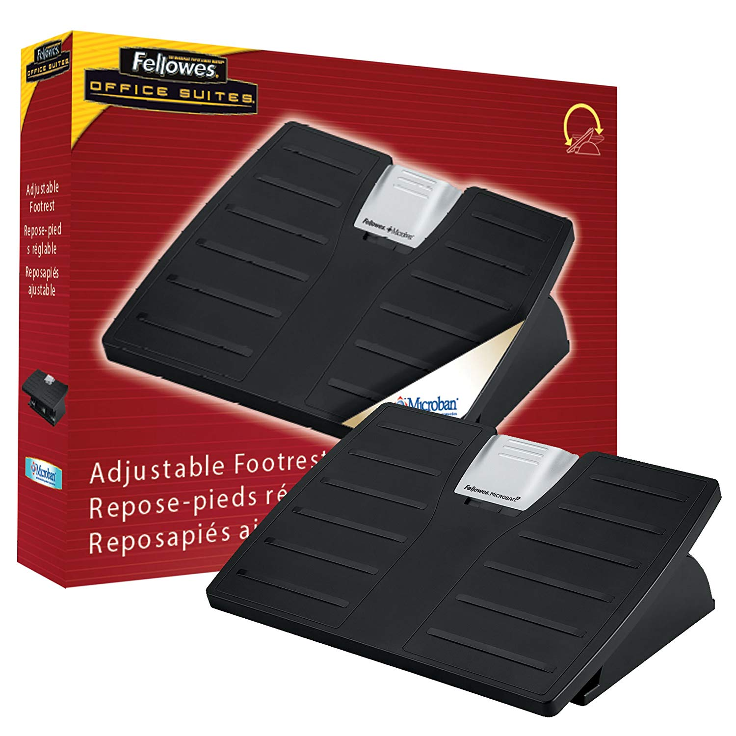 Reposapiés - Fellowes 8035001 Office Suites, Ajustable, Negro