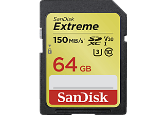 SANDISK 183524 SDXC Extreme 64GB,Video Speed Class V30, UHS Speed Class U3, UHS-I, 150MB/s