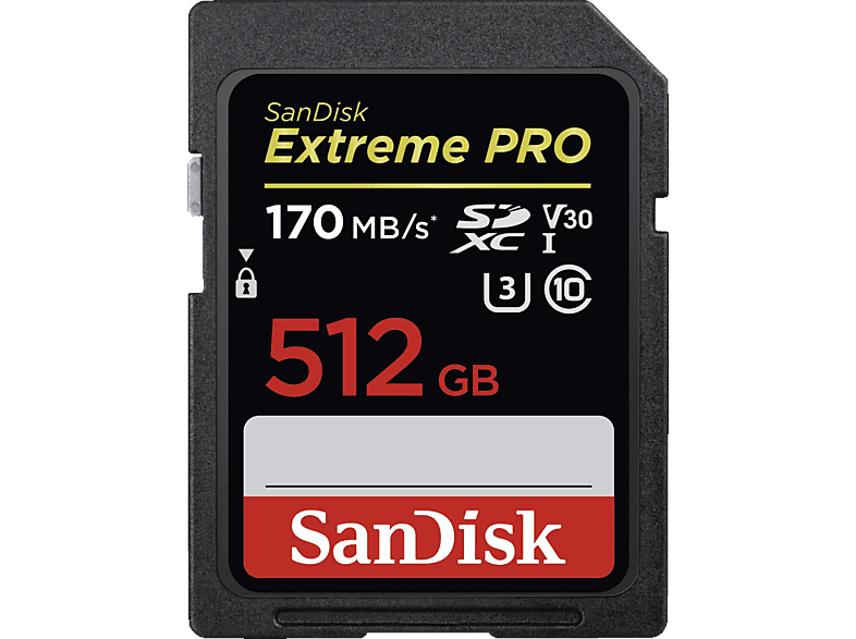SANDISK Extreme PRO®, SDXC Speicherkarte, 512 GB, 170 MB/s