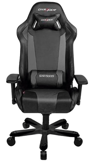 Silla gaming - DXRacer OH/KS06/N, Ajuste 135º, Reposabrazos regulable, Negro