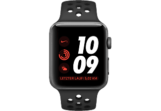 APPLE Watch Nike+ Series 3 42 mm (GPS+ Cellular) - Smartwatch (140-210 mm, Kunststoff, Space Grau mit Sportarmband Anthrazit)