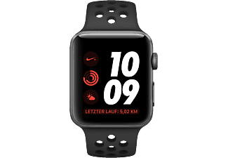APPLE Watch Nike+ Series 3 (GPS + Cellular) 42 mm - Montre intelligente (140-210 mm, Plastique, Gris sidéral avec bracelet sport Anthracite)
