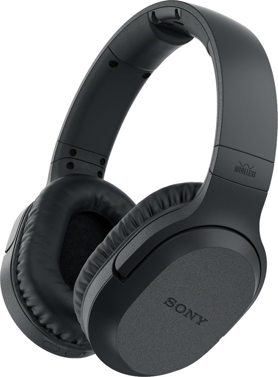 Casque Sony noir. Oreillettes et bandeau rembourrés. Étiquette sans fil.