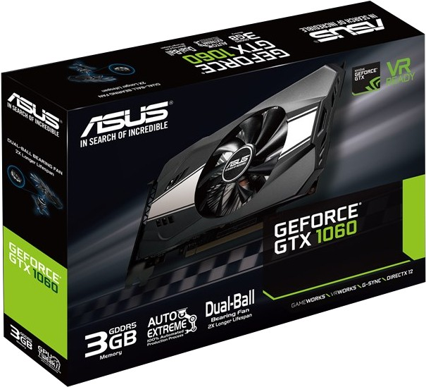 Tarjeta Gráfica - ASUS Phoenix GeForce GTX1060-3G, 3GB, GDDR5