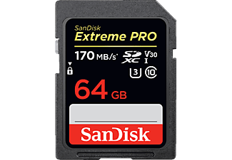 SANDISK Extreme PRO® 170MB/S CL10 - SDXC-Schede di memoria  (64 GB, 170 MB/s, Nero)