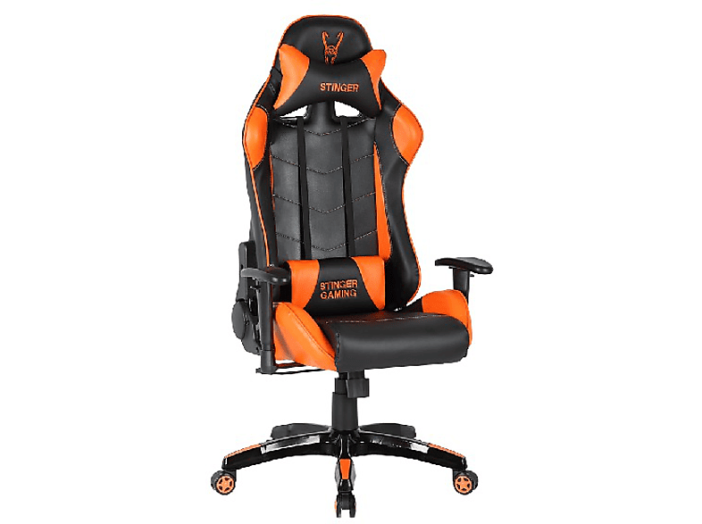 Silla gaming - Woxter Stinger Station, Altura y Reposabrazos ajustables, Naranja