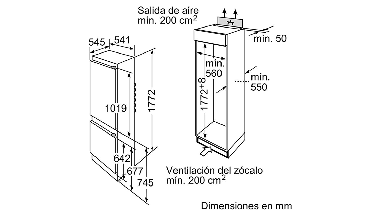 Frigorífico combi - Balay 3KIB1820, Integrable, LED, 275L, 177cm, Blanco